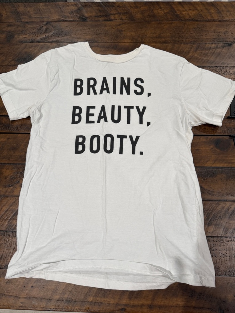 White Graphic Tee - BRAINS, BEAUTY, BOOTY.